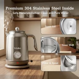 1.7L Stainless Steel Electric Kettle 1200W Fast Boil w Temp Gauge gallery image 2