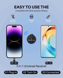2-Pack Wireless Lavalier Microphone for iPhone Android USB-C 300FT Charging Case gallery image 4
