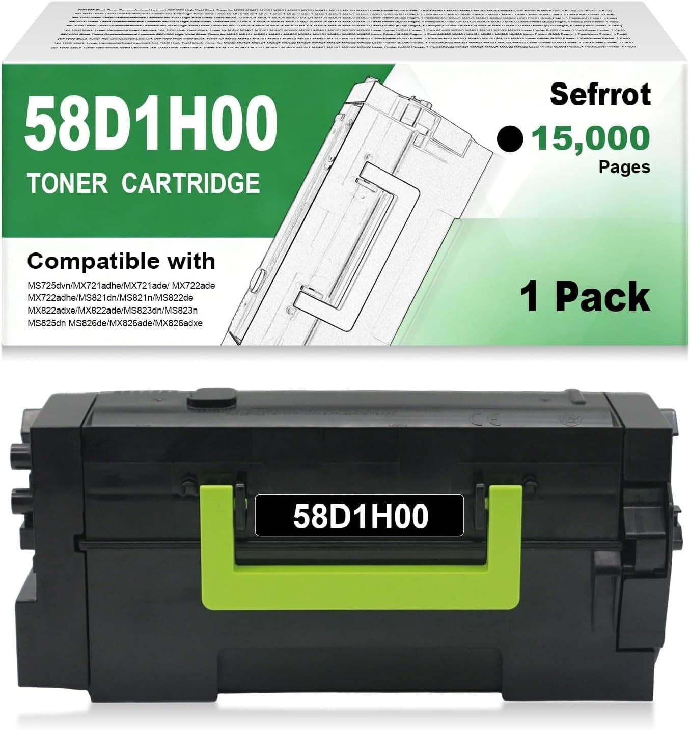 58D1H00 Black High Yield Toner Cartridge Compatible for Lexmark MS MX Series