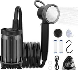 Shower Heads & Combos Pet Bath Portable Camping Shower 8000mAh Rechargeable Outd gallery image 1