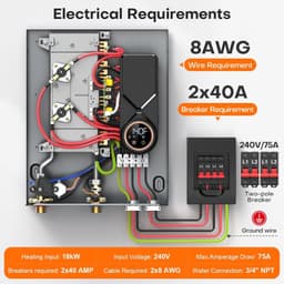 18kW Electric Tankless Water Heater 240V 4.3 GPM WiFi ETL On Demand Gray gallery image 6