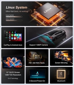 Android 13 Car Stereo Wireless CarPlay Android Auto Honda Accord 2008-2013 QLED gallery image 4