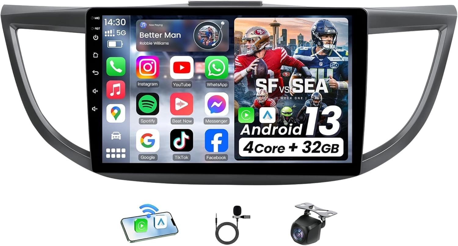 9″ Android 12 Car Stereo for Honda CRV 2012-2016 Wireless CarPlay GPS