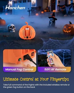 Halloween Fog Machine Pumpkin 12 LED Colors Bluetooth Speaker Remote Control gallery image 2