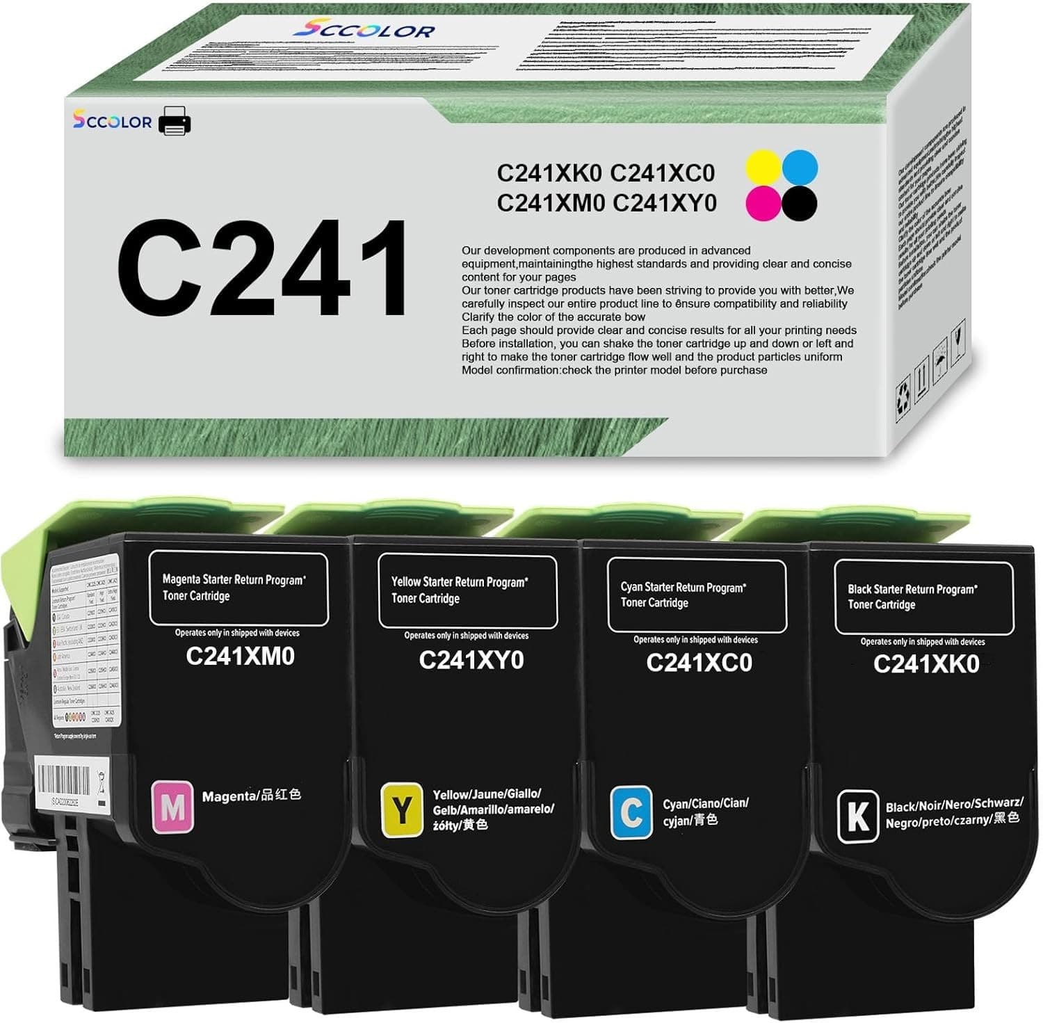 C241 Extra High Yield Toner Cartridge 4 Pack Compatible Color Laser Printers