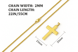 Gold Cross Necklace for Son 14K Plated 22in Box Chain Gift from Mom gallery image 4