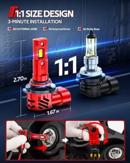 9006 HB4 LED Headlight Bulbs 74000LM 6500K Cool White Plug & Play CANBUS gallery image 2