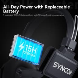 Wireless Intercom Headset 1640ft Full Duplex Noise Cancel 15H Battery gallery image 5