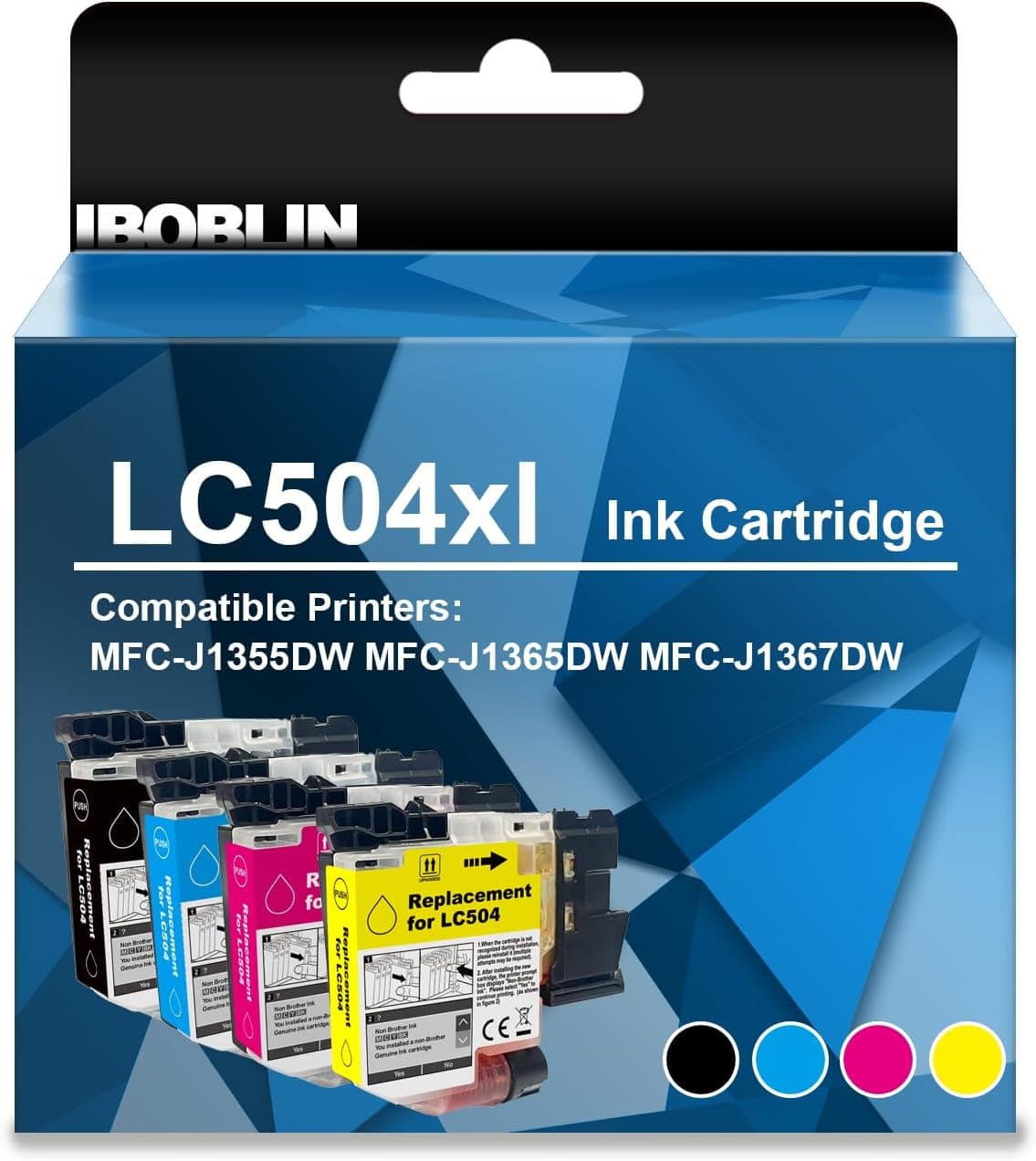 LC504XL High Yield Ink Cartridges 4-Pack for Brother MFC-J1355DW 1365DW