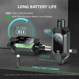 Transmitters Black Wireless XLR Microphone Transmitter Phantom Power 2.4G Auto gallery image 3