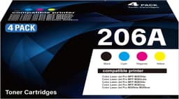 206A Toner 4 Pack w Chip for HP M283fdw M255dw 206X Compatible gallery image 1
