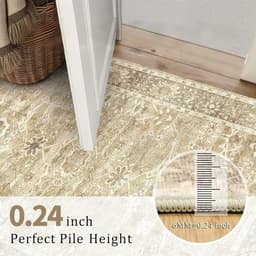 5×7 Beige Washable Rug Vintage Distressed Low Pile Non-Slip Soft Living Bedroom gallery image 7