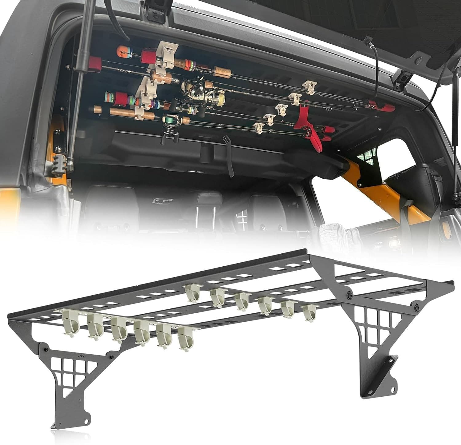 5 Rod Fishing Rack for 2021-2025 Ford Bronco Roof Mount Holder Black