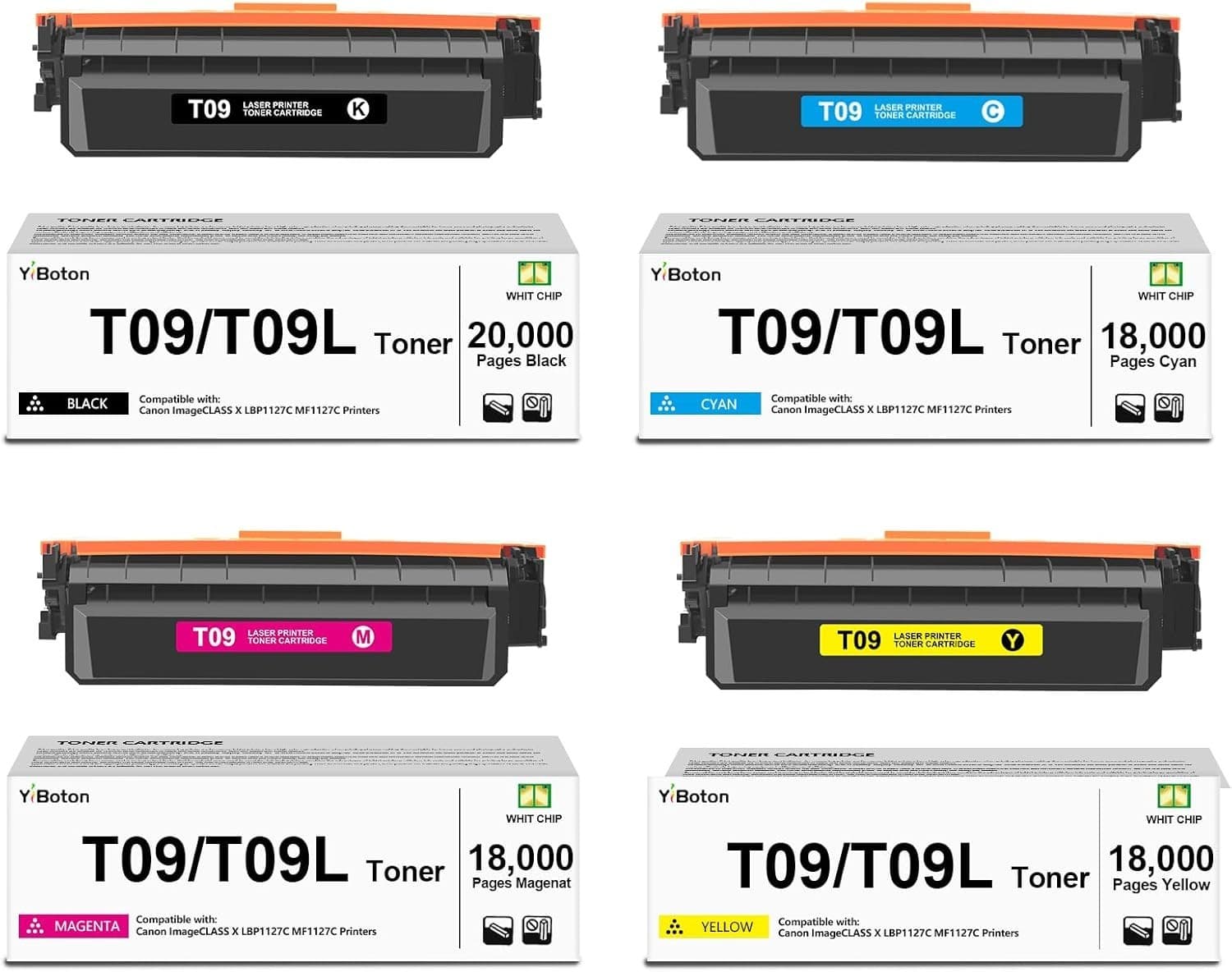 T09 T09L Toner Cartridge 4 Pack Extra High Yield w Chip for LBP1127C