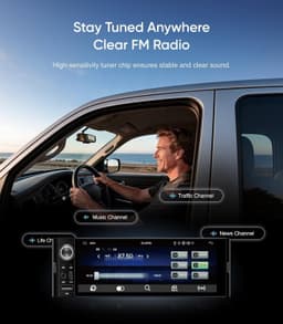 6.36″ Single Din Car Stereo Touchscreen Wireless CarPlay Android Auto GPS gallery image 5