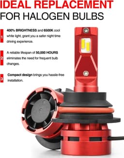 9004 LED Headlight Bulbs 74000LM 6500K Cool White Plug & Play CANBUS Pair gallery image 2