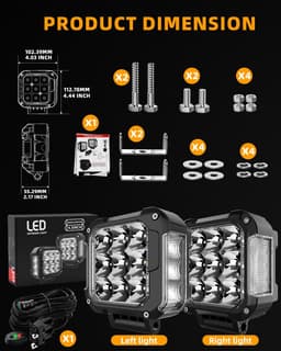 4.5in 270° Wide Beam LED Pod Lights w Amber Side Marker Off Road Truck ATV gallery image 3