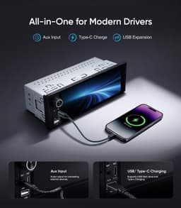 6.36″ Single Din Car Stereo Touchscreen Wireless CarPlay Android Auto GPS gallery image 6