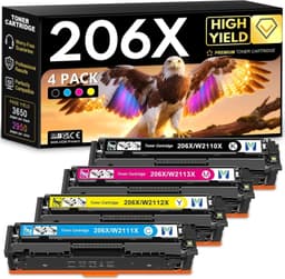 206X High Yield Toner 4 Pack w Chip for HP M255dw M255nw M283cdw M283fdw gallery image 1