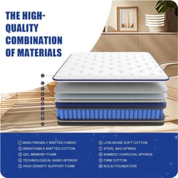 Digvaoe Queen Mattress 12″ Hybrid Pocket Spring Gel Memory Foam Medium Firm gallery image 2
