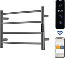Electric Towel Warmer Rack WiFi Voice Control Wall Mounted Stainless 4 Bar gallery image 1