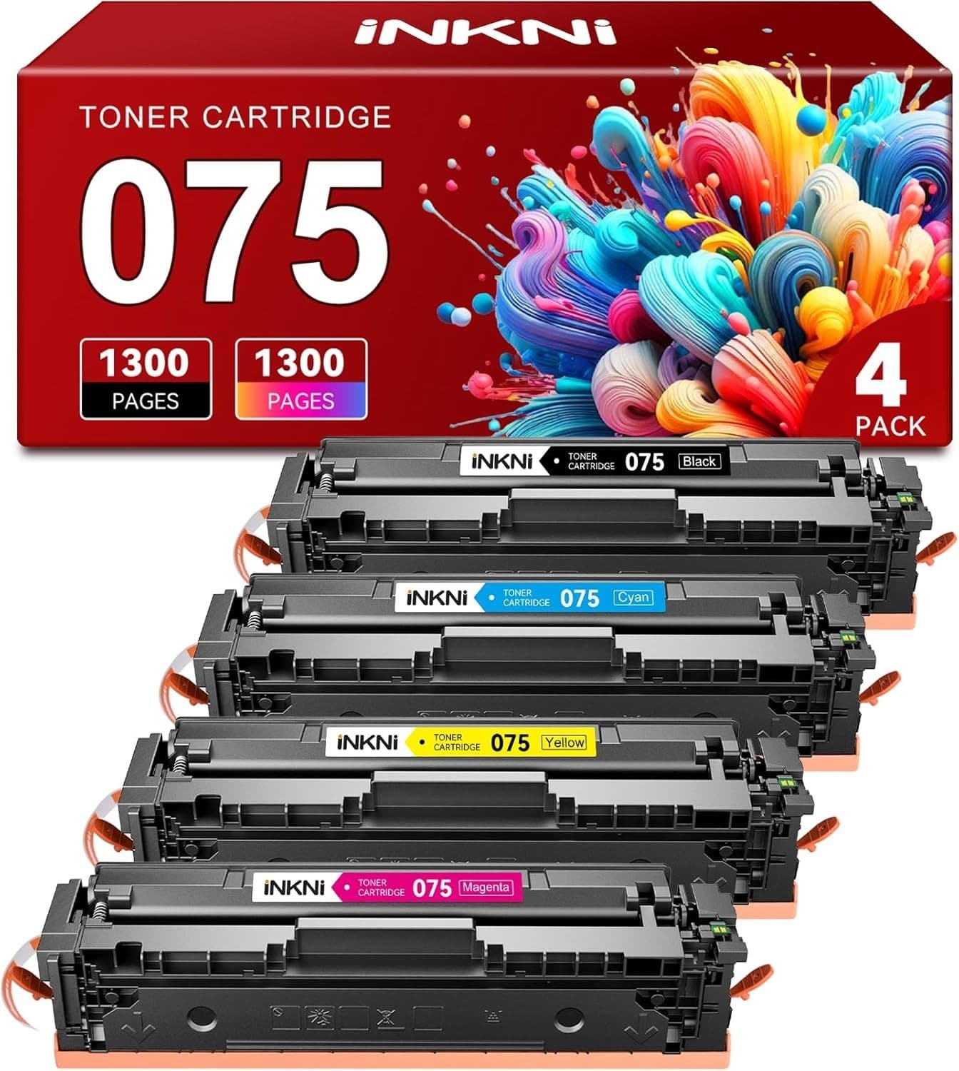 High Yield 075 Color Toner Set for imageCLASS LBP646Cdw MF665Cdw BK CMY