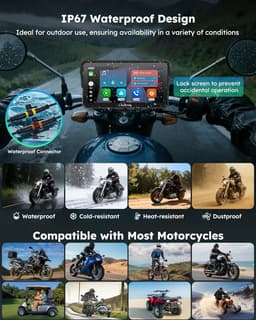 GPS Units Carpuride Motorcycle Carplay Type C Port & TPMS 6.25″ Wireles gallery image 5