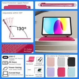 for iPad 11in (A16) 2025 & iPad 10th Gen 2022 Cases, Covers, Keyboard Folios Aza gallery image 2