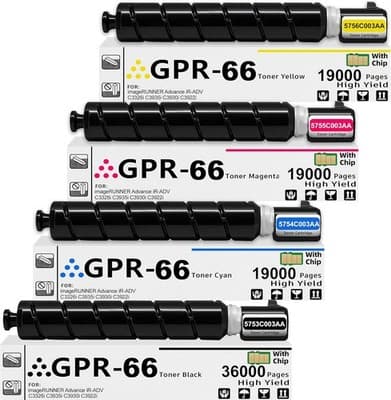 GPR66 Toner Cartridges 4 Pack High Yield Replacement for Canon GPR66 GPR-66 5753