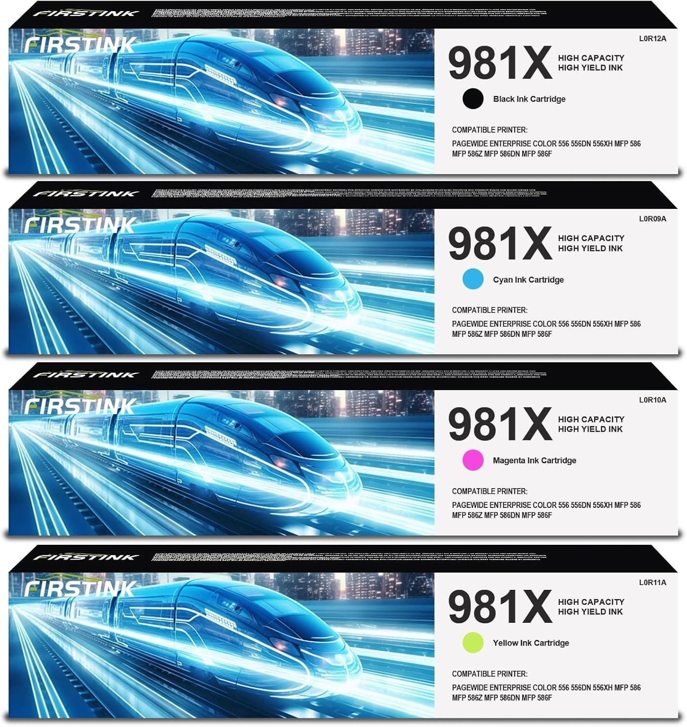 981X High Capacity Ink Cartridges 4 Pack for PageWide Enterprise 556 586