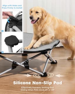 PRB-CM01 Beds Black Foldable Elevated Dog Bed Sturdy Wire Frame Portable Folding gallery image 3