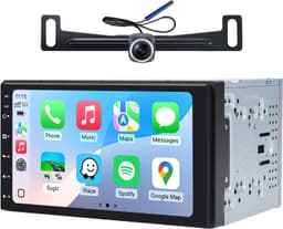 7in Double Din Car Stereo Wireless CarPlay Android Auto GPS Camera gallery image 1