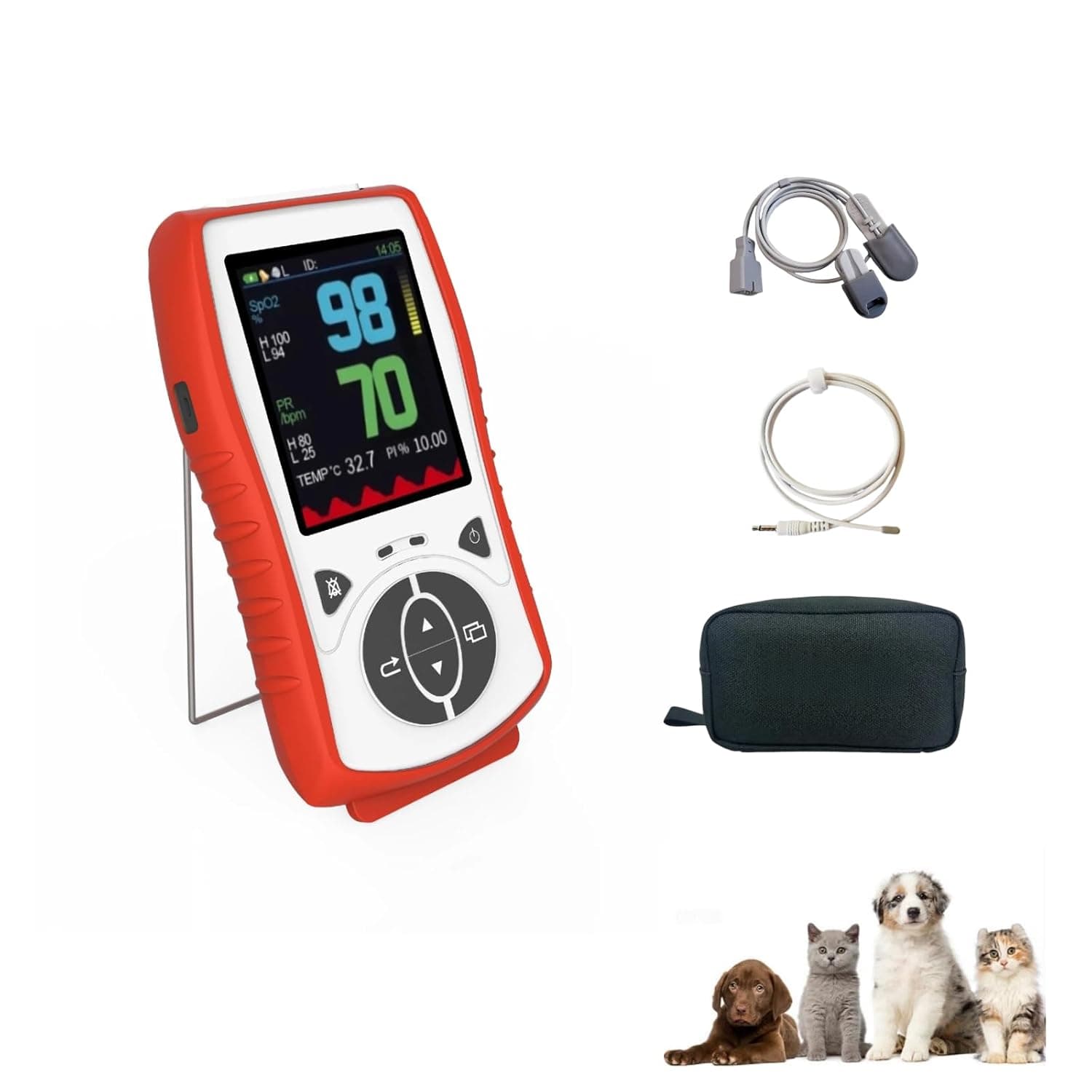 Pulse Oximeters White Vet Pulse Oximeter Handheld Oximeter 2.8in LCD Pet Vital