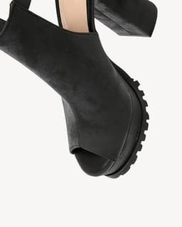 Women's Block Heel Sandals Open Toe Ankle Strap Platform Fashion Booties Black gallery image 3