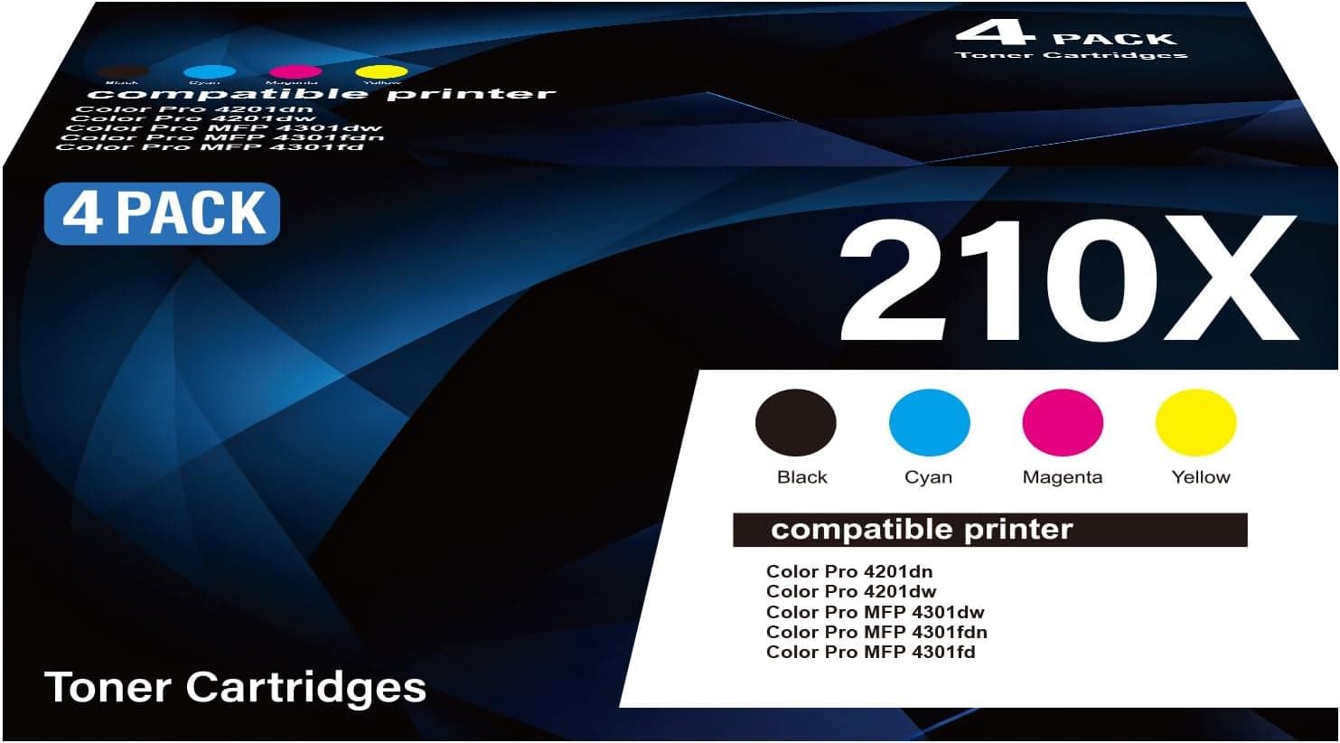 Toner Cartridge 210X Toner Cartridge Chip 4 Pack Toner Cartridges Kit Set Bundle