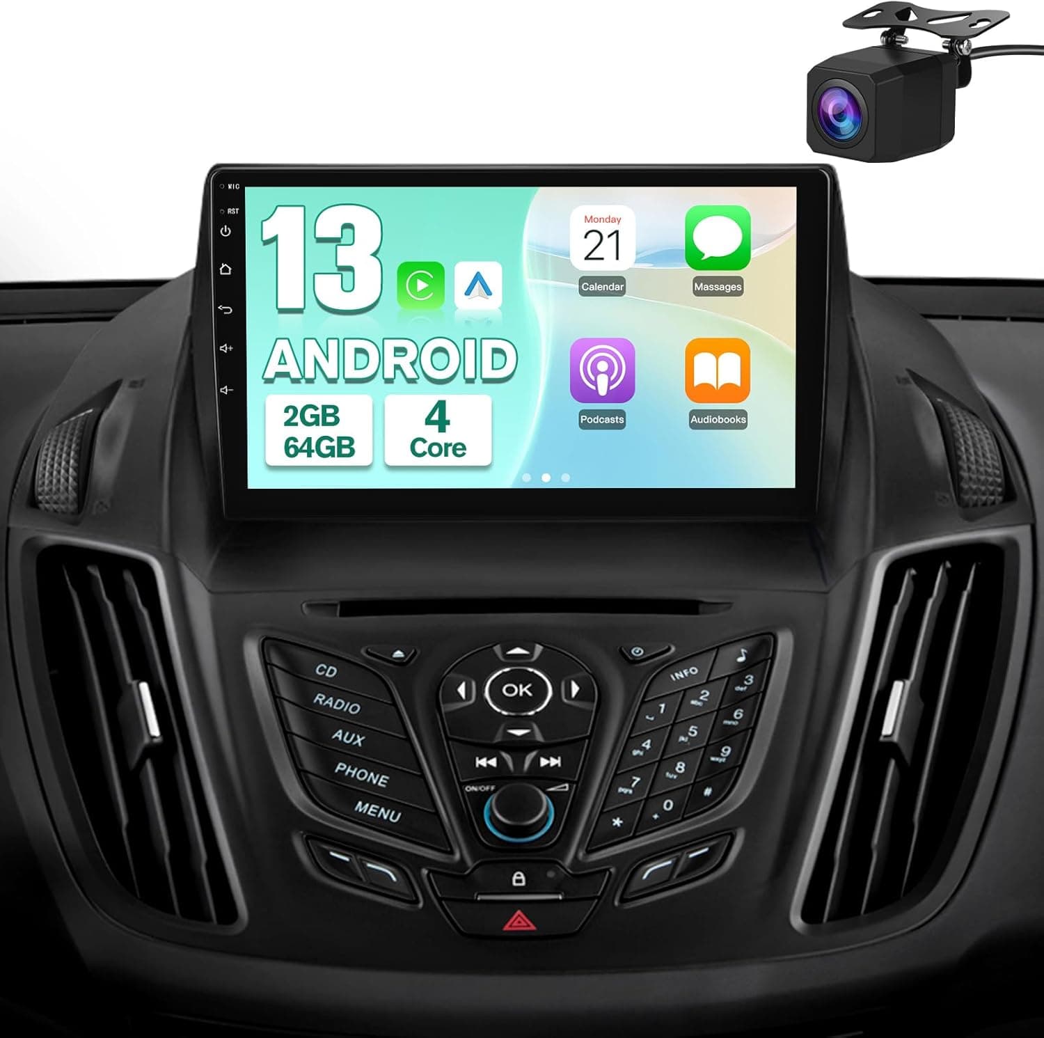 9in Android Touchscreen Radio for Ford Kuga 2013-2016 CarPlay Camera WiFi