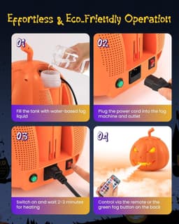 Halloween Fog Machine Pumpkin 12 LED Colors Bluetooth Speaker Remote Control gallery image 7
