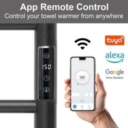 SHARNDY 6-Bar Electric Towel Warmer Rack WiFi Alexa Google TUYA Black gallery image 3