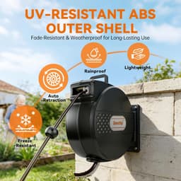heavy-duty Hose Reels & Storage Black Retractable Garden Hose Reel 1/2 in x 100 gallery image 4
