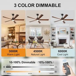 Modern Farmhouse Ceiling Fans Dark walnut 60in Solid Wood Ceiling Fan Light & Re gallery image 3