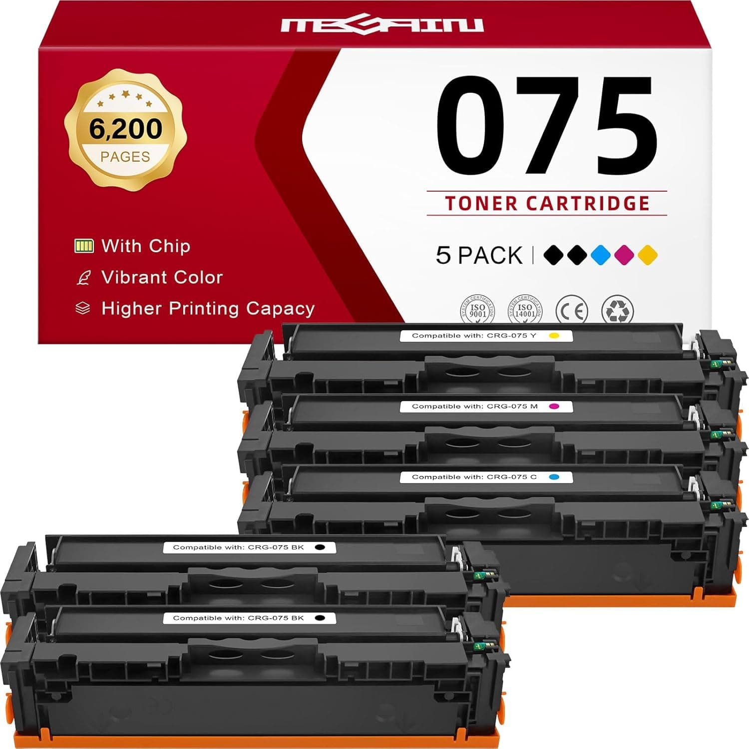 075 High Capacity Toner Cartridge Replacement for Color imageCLASS MF665Cdw LBP6