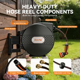 heavy-duty Hose Reels & Storage Black Retractable Garden Hose Reel 1/2 in x 100 gallery image 2
