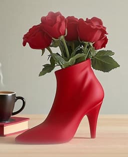 3D Printed High Heel Flower Pot Modern Decorative Planter Matte Red Desk Decor gallery image 1