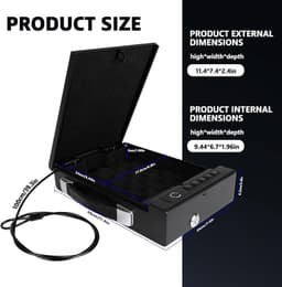 Fingerprint Lock Safe 4 Ways Unlock Biometric Portable Steel Security Box gallery image 8