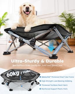 PRB-CM01 Beds Black Foldable Elevated Dog Bed Sturdy Wire Frame Portable Folding gallery image 5