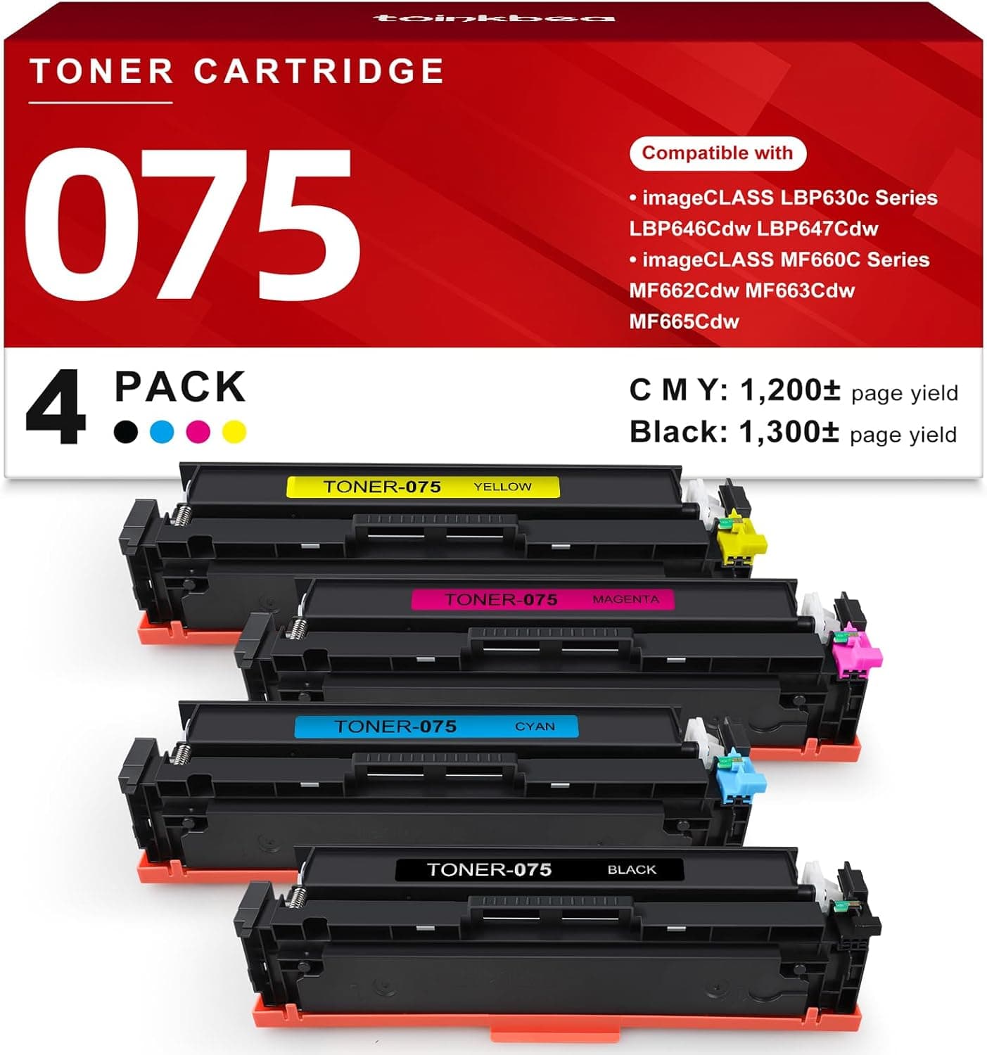 075 Toner Cartridge 4-Pack Compatible Color Laser High Yield for imageCLASS MF66