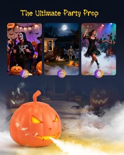Halloween Fog Machine Pumpkin 12 LED Colors Bluetooth Speaker Remote Control gallery image 4