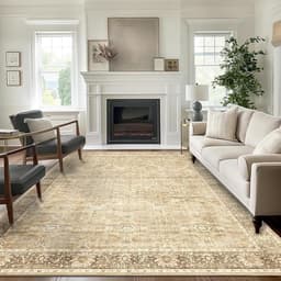 5×7 Beige Washable Rug Vintage Distressed Low Pile Non-Slip Soft Living Bedroom gallery image 6