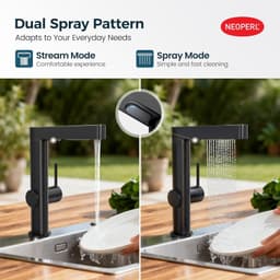 Black Kitchen Faucet Pull Down Sprayer 360 Swivel Waterfall Single Handle gallery image 3