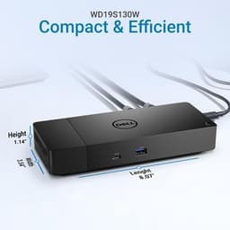 Laptop Docking Stations Black WD19S Docking Station 130W USB C Dock Dual 4K Disp gallery image 2